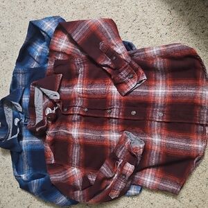 Boyss Plaid Flannel Shirt - Blie and Maroon